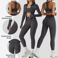 Veste à revers pour activités de plein air, course à pied, fitness, yoga, avec poches zippées, ensemble de yoga haute élasticité avec couleur contrastante latérale invisible