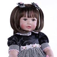 Muñeca Bebé Reborn de 60 cm, Niña Pequeña con Cabello Corto Castaño Oscuro, Juguete Educativo, Regalo de Navidad para Niños