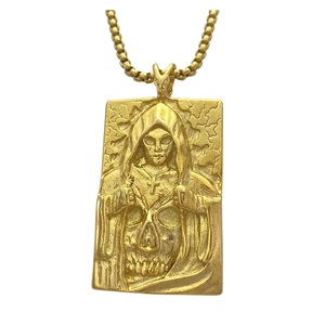 Yunnique – pendentif tête de mort en acier inoxydable, couleur or, design géométrique, collier à la mode pour hommes, Style Punk rétro - Product Image 1