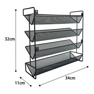 4-Tier Carbon Steel Countertop <b>Kitchen</b> Spice Rack <b>Storage</b> Organizer with Metal Shelving <b>for</b> Cabinets - Product Image 4
