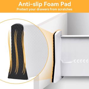 Ensemble d'organisateurs de tiroirs extensibles en plastique PP blanc avec séparateurs ajustables pour cuisine, salle de bain, armoire - Style moderne et simple - Product Image 4