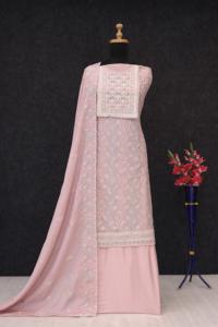 Soie Chinon lourde avec broderie Salwar pour mariage et occasion spéciale Salwar Kameez à prix abordable - Product Image 5