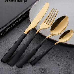 Qualité standard en acier finition or cuillère couteau fourchette hôtel de luxe couverts ensemble de table en miroir cuisine métal couverts ensemble - Product Image 1