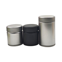 Boîte en fer blanc de 30g de qualité alimentaire, petite et ronde, pour 100g de poudre de matcha, avec couvercle à vis, vente en gros