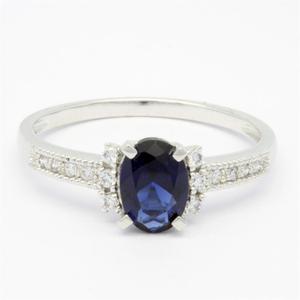 Anillos de Compromiso Clásicos al por Mayor de Oro Blanco de 18K, 14K y 9K con Piedras Preciosas de Zafiro para Mujer - Product Image 1