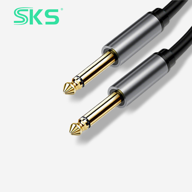 6.35mm Male to Male TS Instrument Cable PVC Sheathed 1/4 Inch Guitar Cord for Electric Guitar Bass, Noise-Free
