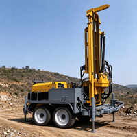 Foreuse hydraulique sur roues pour puits d'eau, machine de forage de 300 m, diamètre max. de forage 400 mm, foreuse diesel