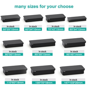 Boîtes de conserve rectangulaires en métal noir mat pour emballage en gros - Product Image 2