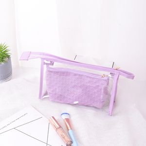 Bolsa de Maquillaje Transparente de Gelatina en Oferta, Bolsa de Aseo Impermeable de Dos Piezas de Gran Capacidad - Product Image 4