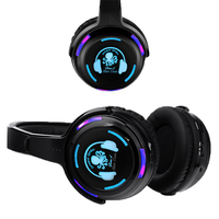 Headset Nirkabel UHF Silent Disco RF988 HIFI dengan Efek Suara Dinamis LED, Daya Tahan Baterai 8 Jam untuk Pesta