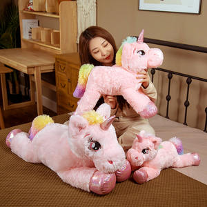Boneka hewan lembut Unicorn, mainan Unicorn mewah lucu baru katun PP bantal tidur nyaman hadiah ulang tahun untuk pesta anak perempuan - Product Image 3