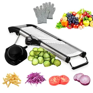 Kitchen Vegetable Slicer Cutter Manual Adjustable Mandoline Slicer Dicer stainless steel with safety holder for christmas