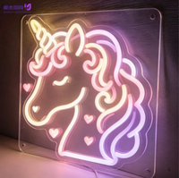 Petite licorne avec ailes d'ange, enseigne néon LED, alimentée par USB, lumière pastel chaude, décoration murale, féerique, rêveuse, kawaii, ambiance cosy, lumière pour salle de jeux