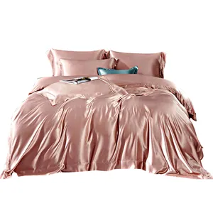 Conjunto de cama de seda, kit para cama de seda com duvet e capa de edredon