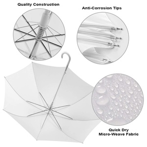 ร่มพับใส 23 นิ้ว พลาสติกใสสีขาว ด้ามจับแบบ J Hook วัสดุ POE เปิดอัตโนมัติ ร่มตรง - Product Image 3