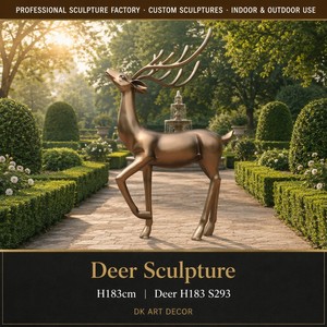 Escultura <span class=keywords><strong>de</strong></span> Ciervo <span class=keywords><strong>de</strong></span> Fibra <span class=keywords><strong>de</strong></span> Vidrio S293 para Decoración <span class=keywords><strong>de</strong></span> Jardín, Interior y Exterior, con Acabado Metálico Bronce, Fábrica <span class=keywords><strong>de</strong></span> Arte Personalizado Profesional - Product Image 1
