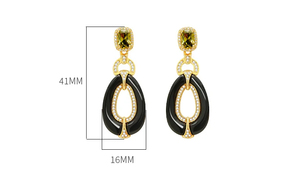 New Sterling Bạc Khảm Linh Hoạt Thích hợp Thiết Kế, Thanh Lịch Và Tinh Hoa Phụ Nữ Của Màu Đen Agate Ngọt Ngào Bông Tai Mát - Product Image 6