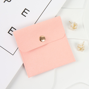 MOJIU 8x8cm Pink Custom Logo Microfiber Jewelry Packaging Bag Personalized Envelope for Display - Product Image 1