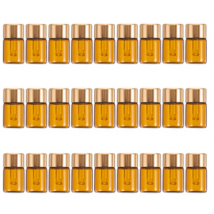 Small Amber Glass Round <b>Bottles</b> 1- 5ml with <b>Dropper</b> for Essential Oils Travel Lotions Perfumes Portable Storage Made in China - Product Image 1