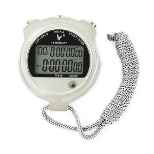TF810 Custom Logo High Quality Stopwatch Stainless Steel Stop Watch Waterproof Stopwatch for Sporting 2 Rows 10 Memories