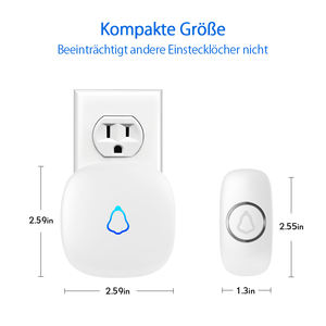 <span class=keywords><strong>Timbre</strong></span> impermeable de fácil instalación Kit de <span class=keywords><strong>timbre</strong></span> de puerta 1 receptor enchufable 1 botón <span class=keywords><strong>pulsador</strong></span> - Product Image 4
