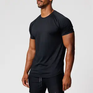Wholesale Men Workout Reglan Polyester Quick Dry Breathable Muscle Fit T-shirt Athletic Tops Short Sleeve Crew Neck Gym T Shirt