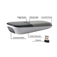 Lecteur de codes-barres portable sans fil 1D 2D, mini scanner manuel 2.4G/Bluetooth Wi-Fi avec interface BT et interface mobile