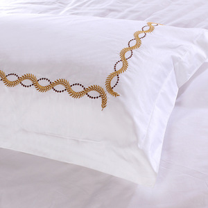 Taie d'oreiller d'hôtel 100% coton blanc brodé, teinture réactive, style moderne minimaliste, 60 fils, une pièce - Product Image 2