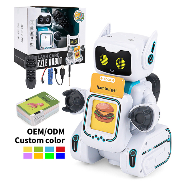 Zhorya Intelligent Programming Remote Control Dancing Robot Educational Spelling 60Pcs Talking Flash Card RC Smart Robot Toy