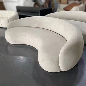 غرفة المعيشة مجموعة اثاث الكاكي النسيج C على شكل عصري المخملية الأوروبية الأرائك المنحنية - Product Image 1