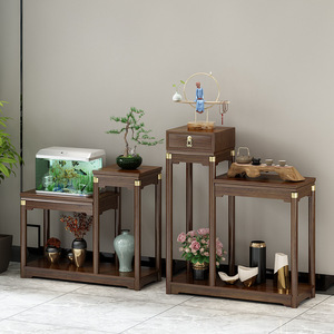 Wood Console <b>Table</b> With Shelf For Living Room Storage And Display Asian Style - Product Image 1