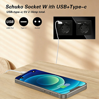 Prise murale intelligente double UBARO Tuya WiFi EU Schuko 157 mm avec 2 USB-A, 2 Type-C, 16A, moniteur de puissance, compatible Alexa, Google, Yandex, Alice