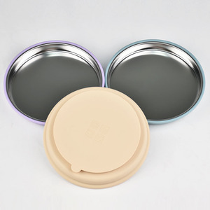 Non Slip 304 Stainless Steel Baby Plate with Removable Silicone Sleeve Dishwasher Safe Food Grade Suction - Product Image 1
