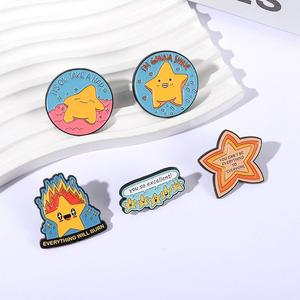 Мотивационная брошь-значок в форме пентаграммы с позитивными словами, металлическая булавка с мягкой эмалью на заказ - Product Image 3