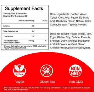 Gommes au <span class=keywords><strong>charbon</strong></span> <span class=keywords><strong>actif</strong></span> sans sucre pour la santé intestinale et bucco-dentaire Supplément aux herbes Gommes sans gluten pour le soutien détox - Product Image 2