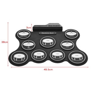 Batería Electrónica Portátil USB Enrollable, Set de Batería Digital con 9 Pads de Silicona, <span class=keywords><strong>Baquetas</strong></span> y Pedales para Principiantes y Niños - Product Image 4