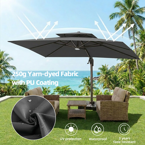 <span class=keywords><strong>Parasol</strong></span> carré 3x3m à double auvent avec lumière LED et base à réservoir d'eau - Stock USA - Product Image 6