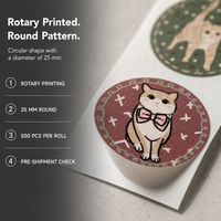 Autocollants ronds adhésifs de 25 mm en rouleau, étiquettes décoratives à thème chat dessiné à la main pour enveloppes