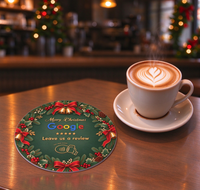 Autocollant de table NFC de Noël pour avis Google, rond, pour entreprises et commerces, étanche, durable, avec logo et texte personnalisables
