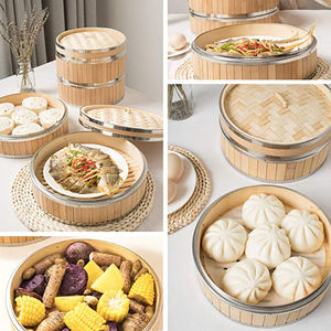 Bambus-minivaporizador cuadrado redondo de bambú para cocina, cesta Natural de 10 pulgadas, para restaurante - Product Image 6