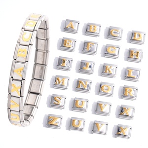 Abalorios de 9 mm con Letras de la A a la Z, 26 Letras, Eslabones Italianos para Pulsera, Pulsera de Acero Inoxidable con Letras Italianas - Product Image 1