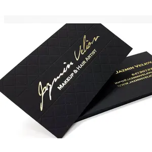 Luxury Hot Stamping Gold Metal Foil Black Cardboard Business Visiting Name Cards With Logo