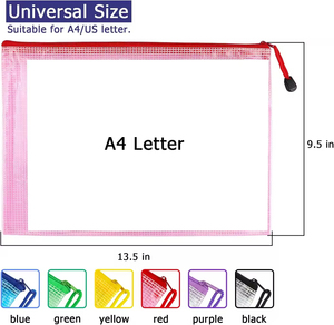 Pochette en maille de bureau avec logo personnalisé, fournitures de papeterie, classeur transparent A4 coloré, sac de documents en plastique imperméable - Product Image 3