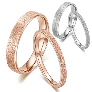 Classico semplice opaco stretto/largo anello in acciaio al titanio anello da donna alla moda anello in oro rosa/argento colore matrimonio B regalo gioielli