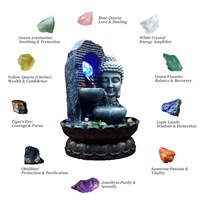 Fontaine en cascade Zen Bouddha japonaise, cascade apaisante, lumière LED, décoration de fontaine d'intérieur pour la maison ou le bureau, fontaine de bureau
