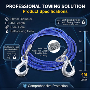 Cable de Arranque de Emergencia <span class=keywords><strong>SHARIN</strong></span> de Alta Resistencia, Aleación de Aluminio, 5 Toneladas, 4 Metros, para Averías de Automóviles y Remolque - Product Image 5