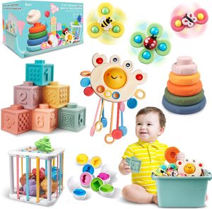Jouets Montessori Sensory Bins Jouets à tirer Jouets de <span class=keywords><strong>bain</strong></span> <span class=keywords><strong>pour</strong></span> bébés 6 en 1 Blocs empilables Anneaux Jouets <span class=keywords><strong>pour</strong></span> bébés de 6 à <span class=keywords><strong>12</strong></span> <span class=keywords><strong>mois</strong></span> - Product Image 2