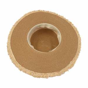 Sombrero de Paja de Ala Ancha J347 con Bordes Deshilachados y Bordado a Mano, Estilo Ligero para Protección Solar en Pesca y Viajes - Product Image 6