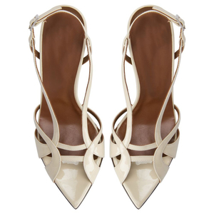 Sandales à talons aiguilles en cuir verni pour femmes, à lanières multiples et boucles, avec bride de cheville, bout pointu, vente en gros OEM - Product Image 3