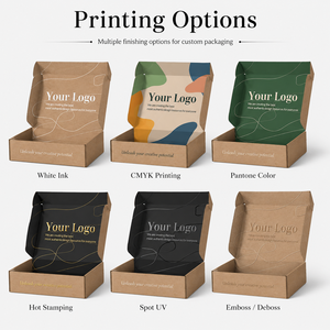 Custom Kraft Outside Black Interior Corrugated Mailer <b>Box</b> Custom White Logo Print <b>Foldable</b> Aircraft Shipping <b>Box</b> For Clothing - Product Image 2